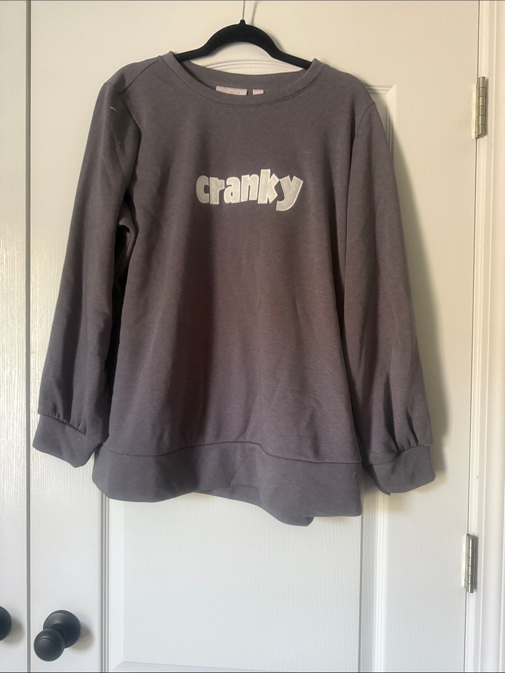 Belle by Kim Gravel Cranky Gray Graphic Sweatshirt Women’s Size 1X